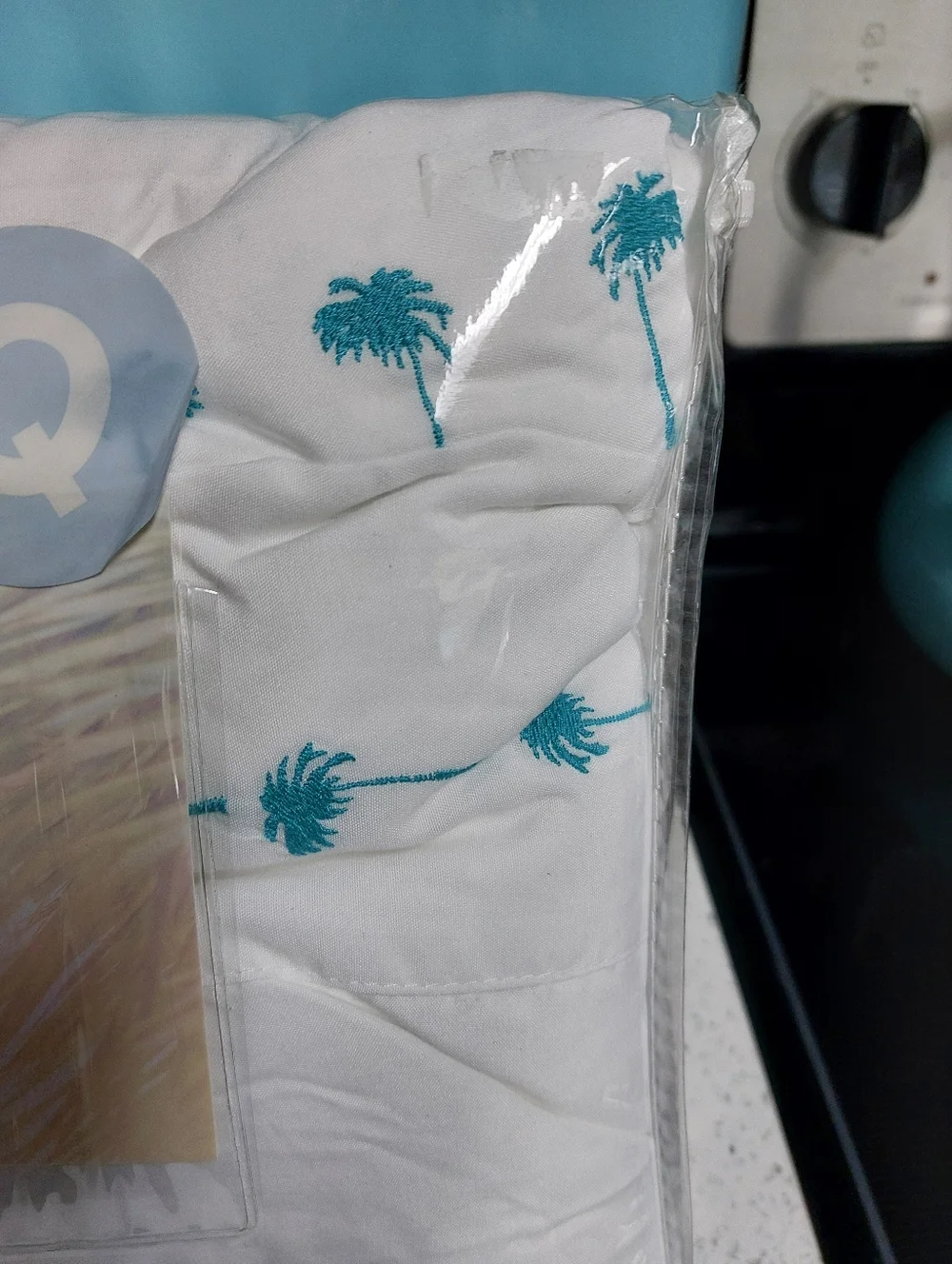 Embroidered Palm Tree Sheet Set Queen NWT